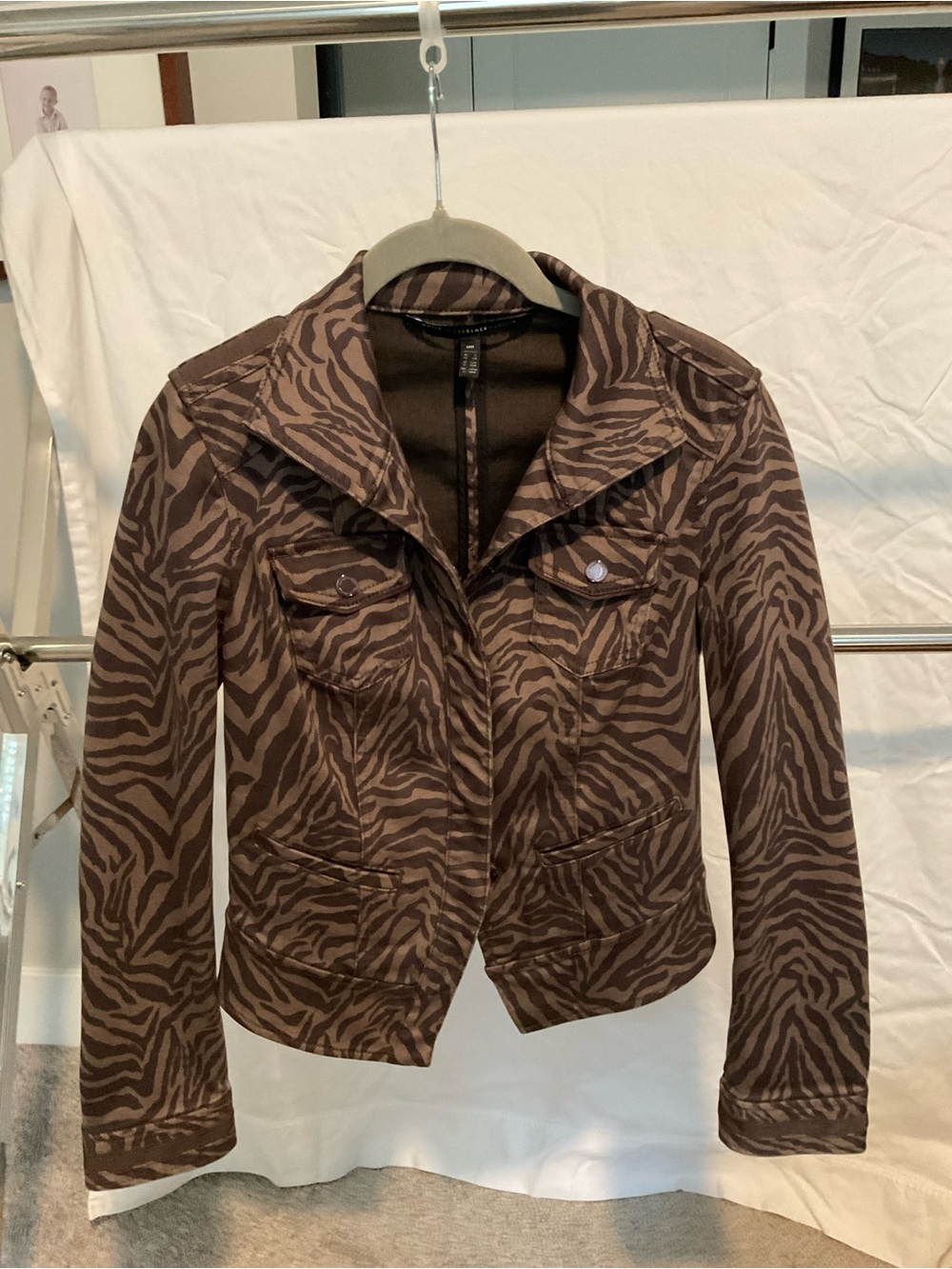 White House Black Market Brown Zebra-Print Jacket Size 00